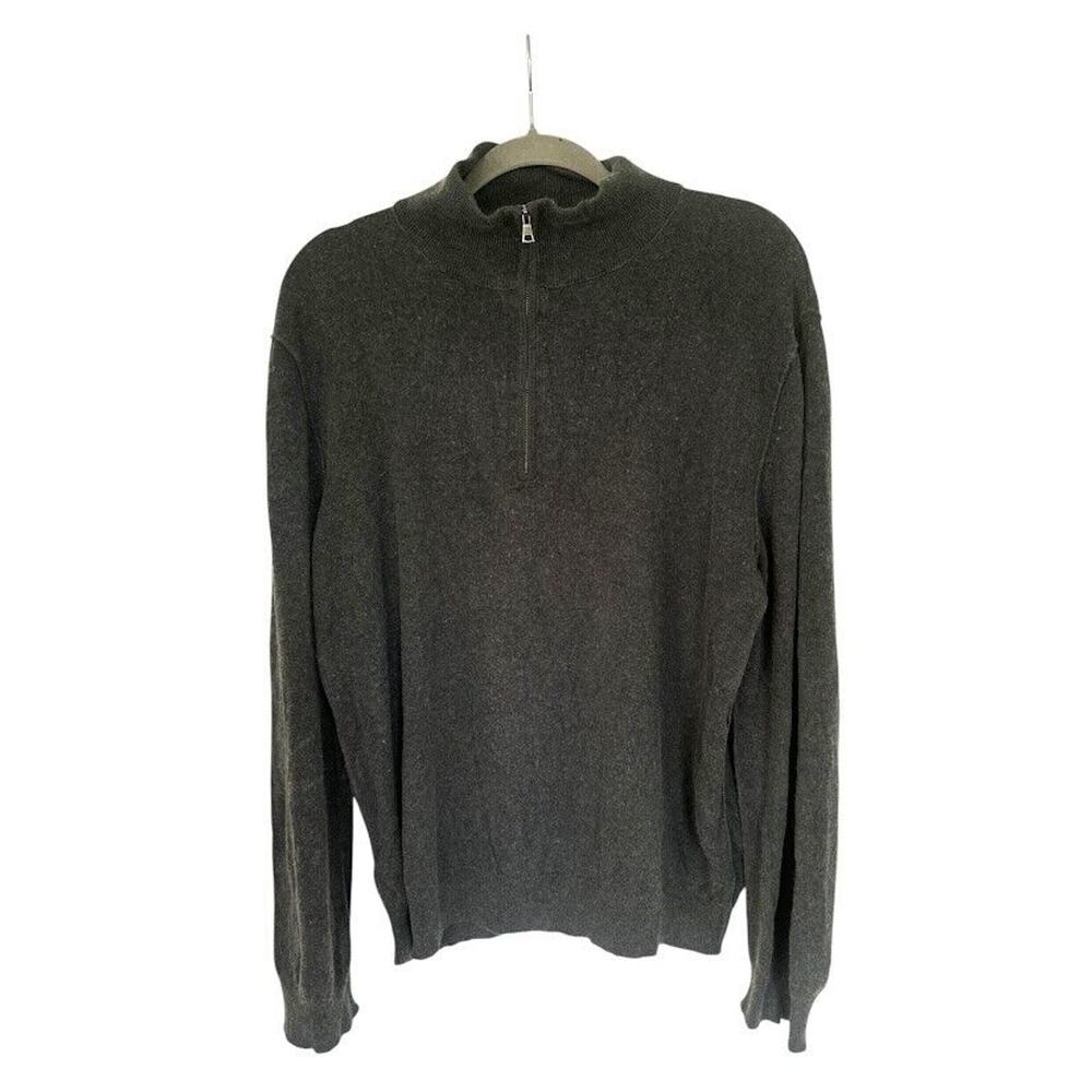Banana Republic Silk Cashmere Sweater Size XL Mens Gray 1/4 Zip Pullover Classic